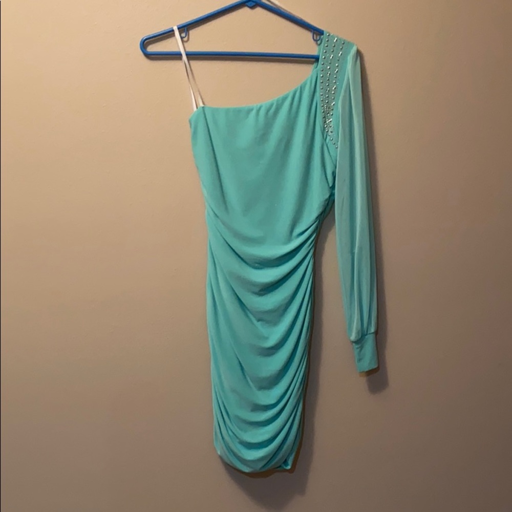 Cute stylish one shoulder homecoming dress!